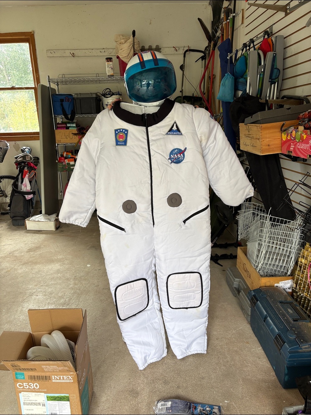 Spirit Halloween NASA Astronaut Costume adult large size white  Jumpsuit w/ Belt